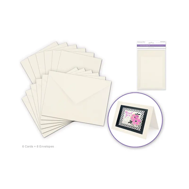 Forever in Time  Cardmaking: 4.5"x6" Cards + Envelopes 6sets A6  Cream