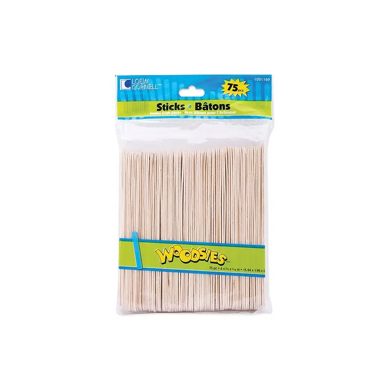 Woodsies Jumbo Craft Sticks, 6", 75-Pack