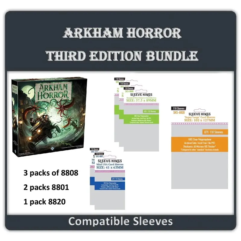 "Arkham Horror Third Edition" Compatible Sleeve Bundle (8808 X 3 + 8801 X 2 + 8820 X1)