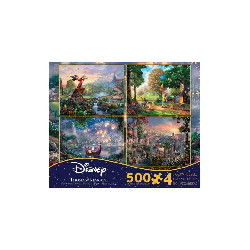 Ceaco Thomas Kinkade Disney  4 in 1 Puzzle Set (500 Pieces) 3666-1