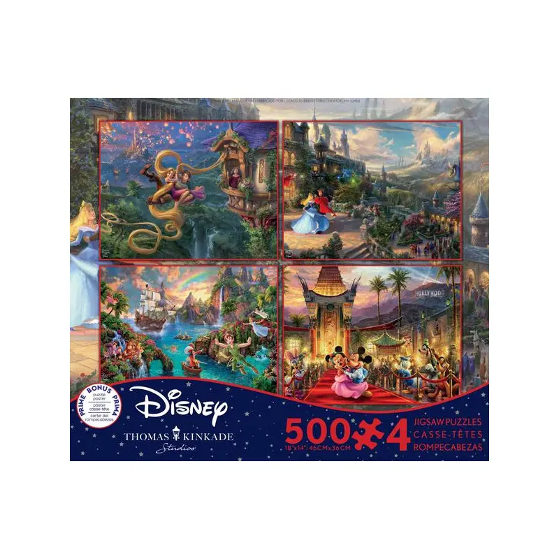 Ceaco Thomas Kinkade Disney  4 in 1 Puzzle Set (500 Pieces) 3674-1