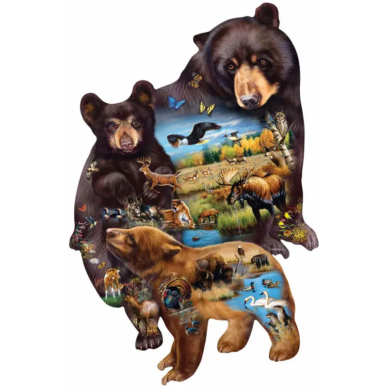 Sunsout 1000pc Shaped Puzzle Bear Family Adventure