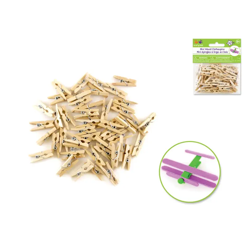 Craftwood: 1" Mini Clothespins Natural 45/pk