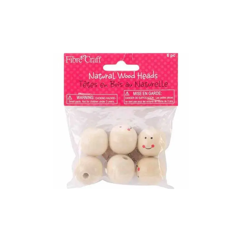 Natural Smiling Wood Heads