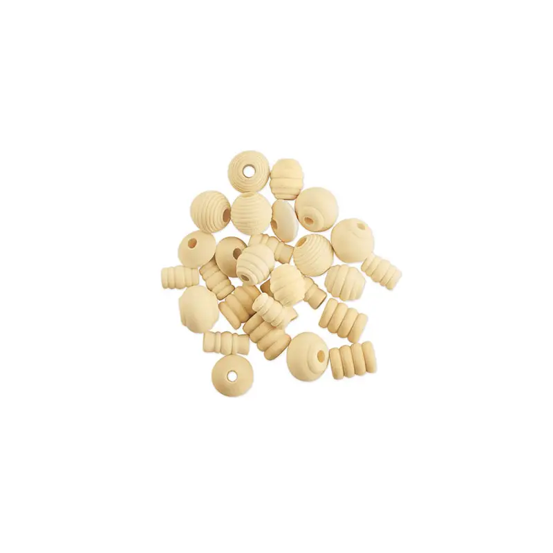 Wood Beads Fancy Natural - 28pc Assorted