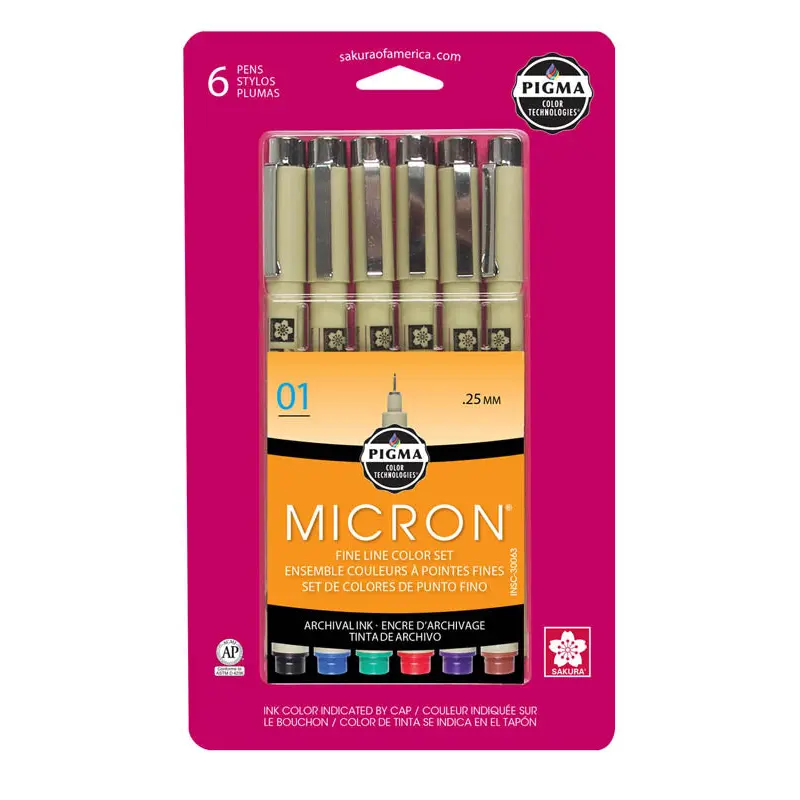 Pigma Micron Fine Line Color Set - 6 Pens (01)