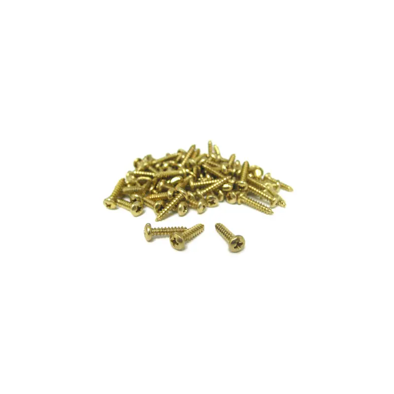 #2 X 1/4" Brass Plated Round Head Screw - 100pc