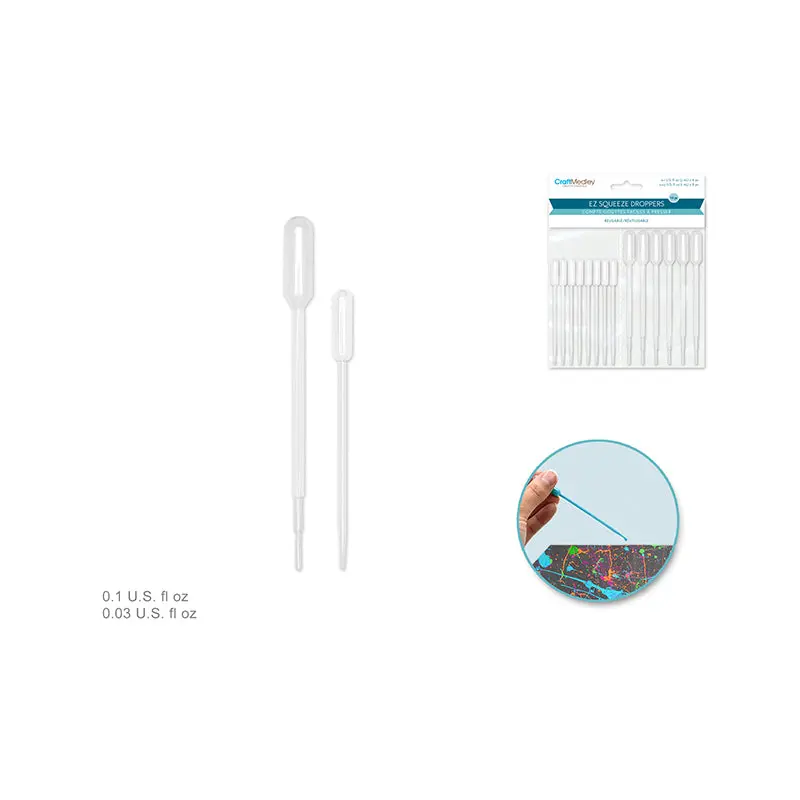 Plastic Bottles: Squeezable Droppers 3ml x6 +1ml x8 14/pk