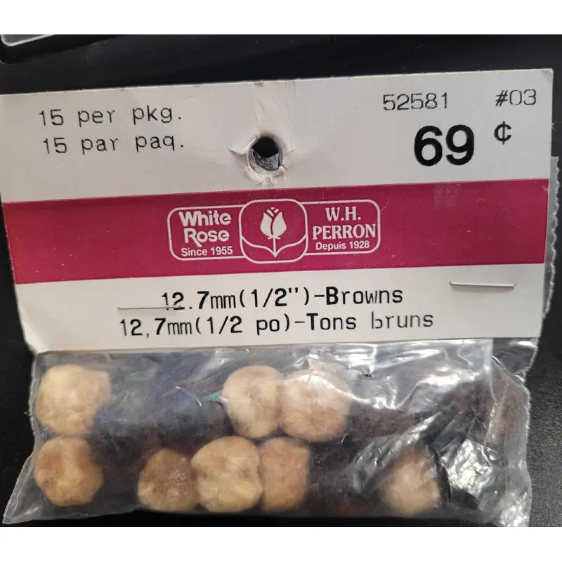 12.7mm Brown Pom Poms