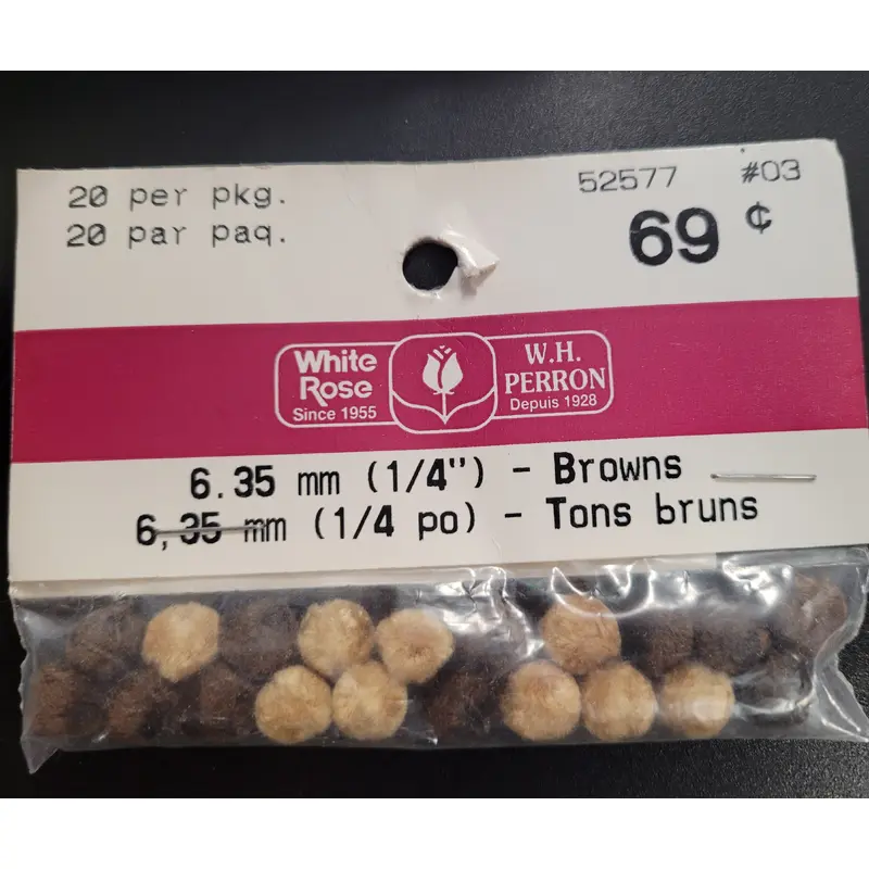 6.35mm Brown Pom Poms