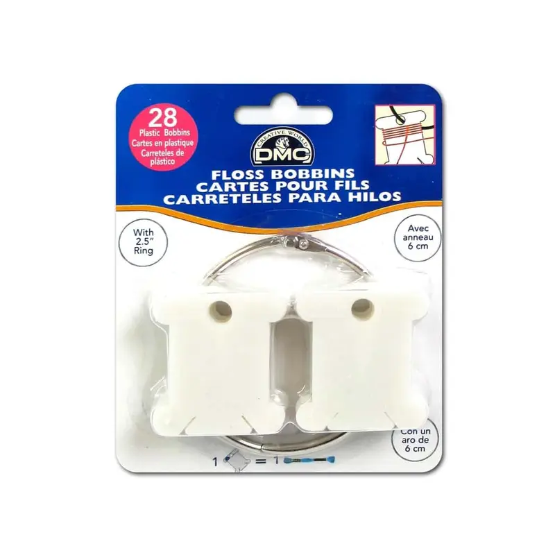 DMC - FLOSS BOBBINS - PLASTIC WITH METAL RING - 28 PC.