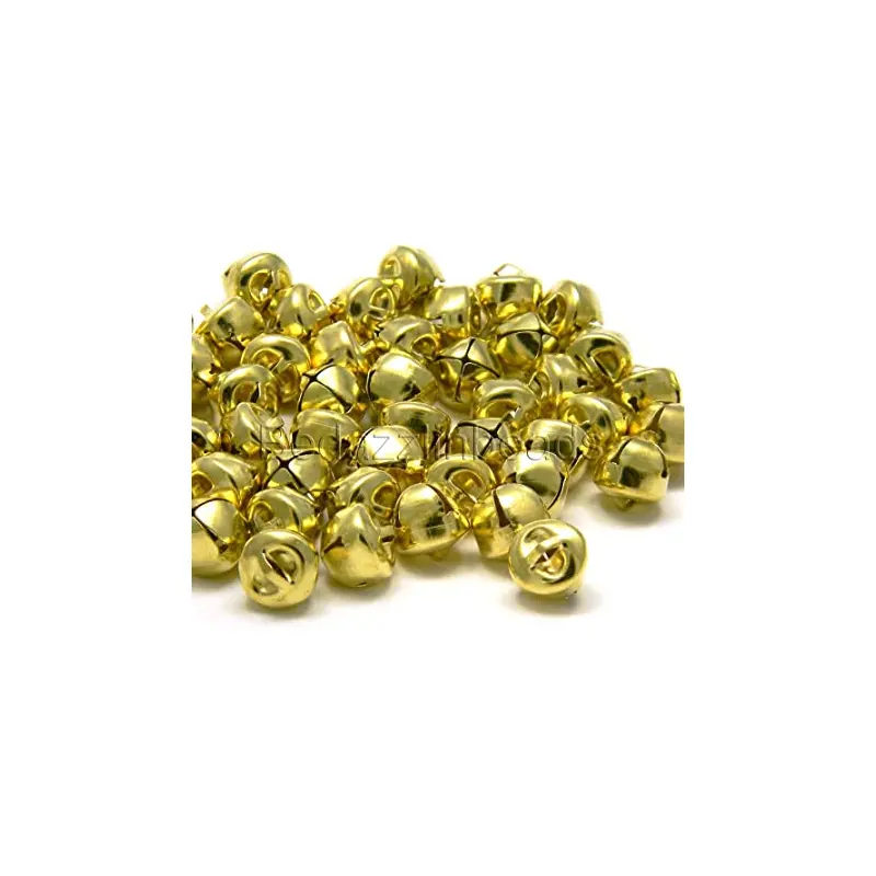 Round 10mm 3/8 Inch Craft Looped Iron Jingle Bells Gold