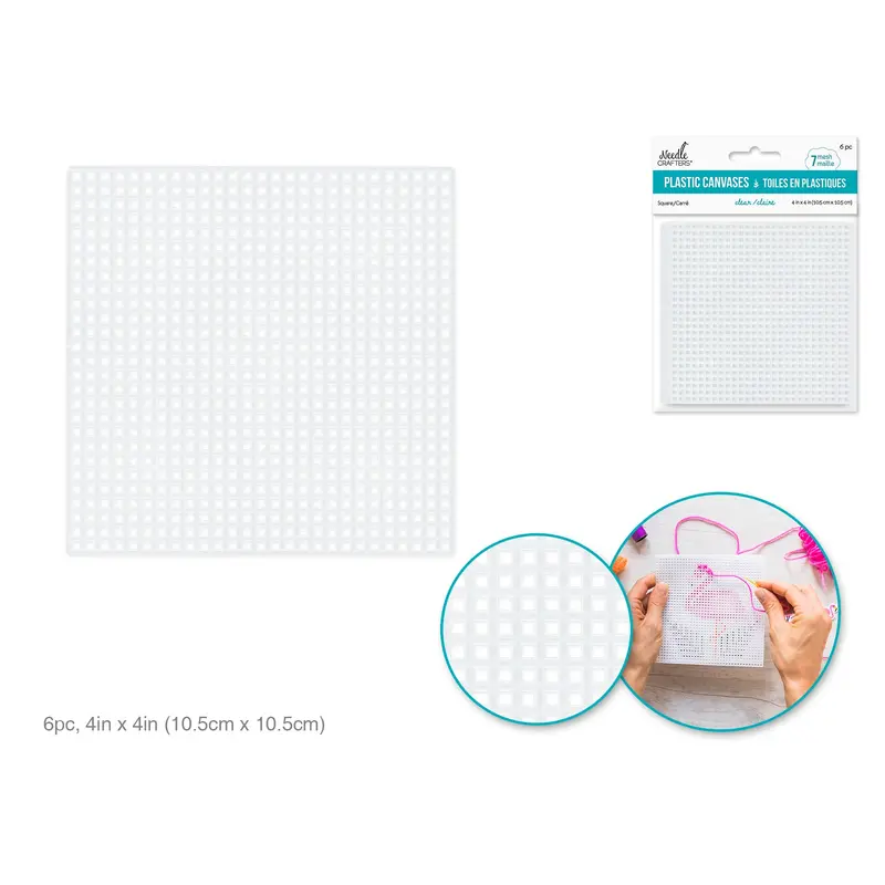 Plastic Canvas: 7-Mesh 4"x4" Square 6pc Clear