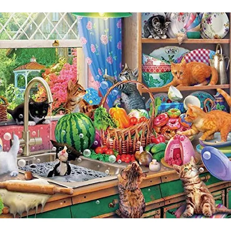 Paws Gone Wild: Kitchen Capers - 550pc Jigsaw Puzzle by Ceaco