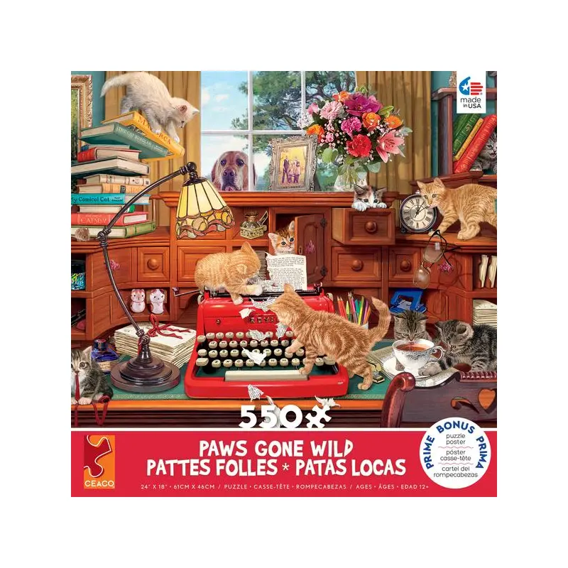 PAWS GONE WILD - WRITER'S BLOCK - 550 PIECE PUZZLE