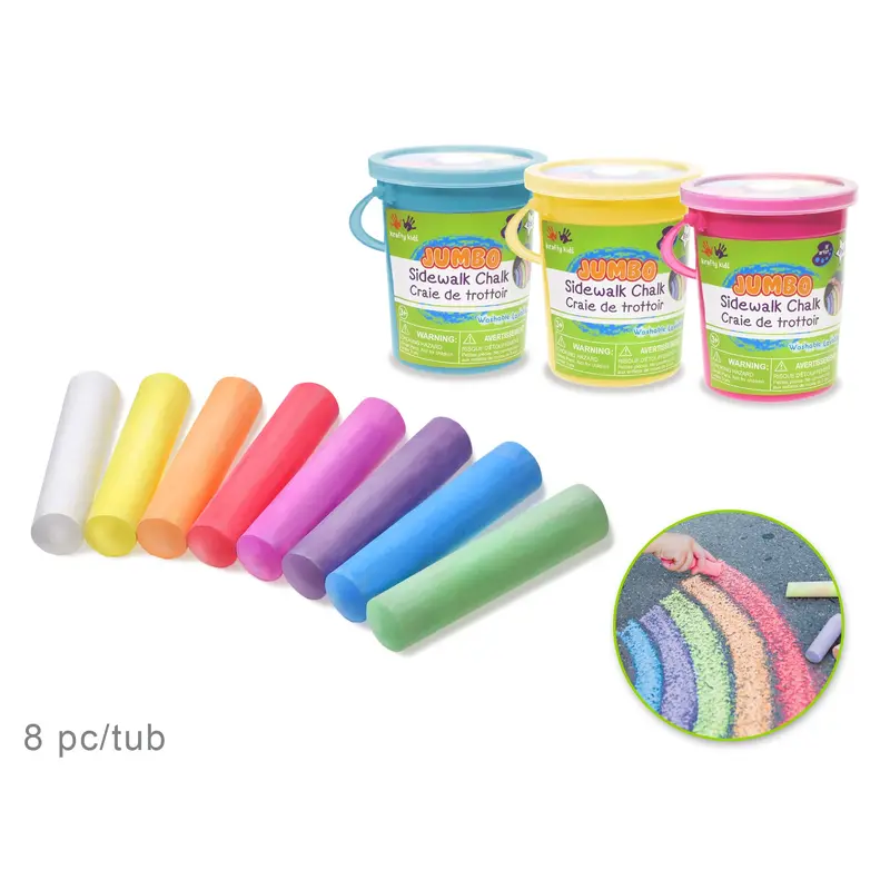 Krafty Kids: Lil' Artist Jumbo Sidewalk Chalk Tub 8pc Asst Colors