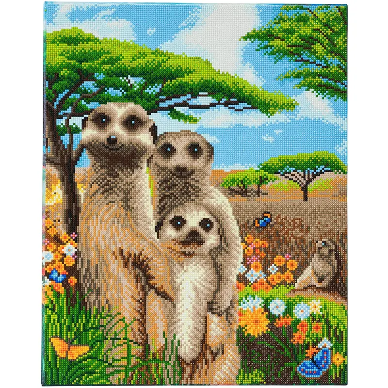 Craft Buddy Framed Crystal Art Kit, 40 x 50cm -Meerkat Family