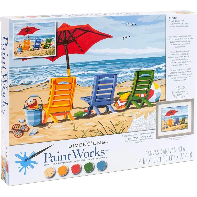 Paintworks Beach Chair Trio Paint-by-Number Kit
