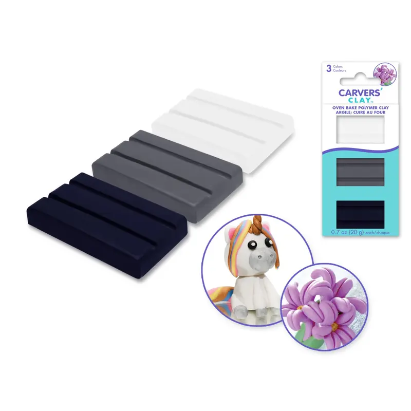 Carvers' Clay: 60g Polymer Oven-Bake Asst 3-col 20g eaE) CLASSIC