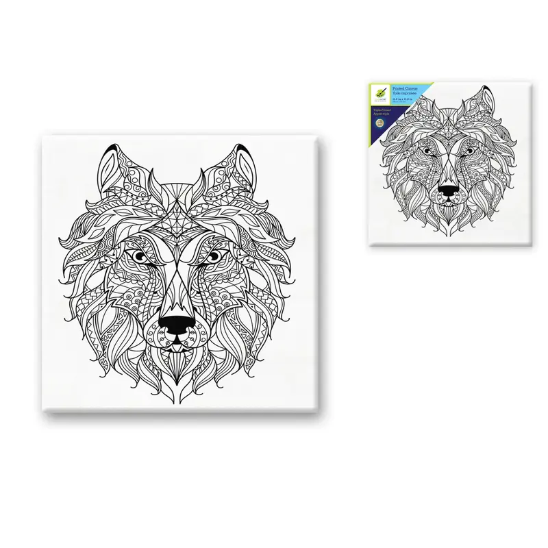 Stretch Artist Printed Canvas: 12"x12" Primed Back-Stapled D) Lion