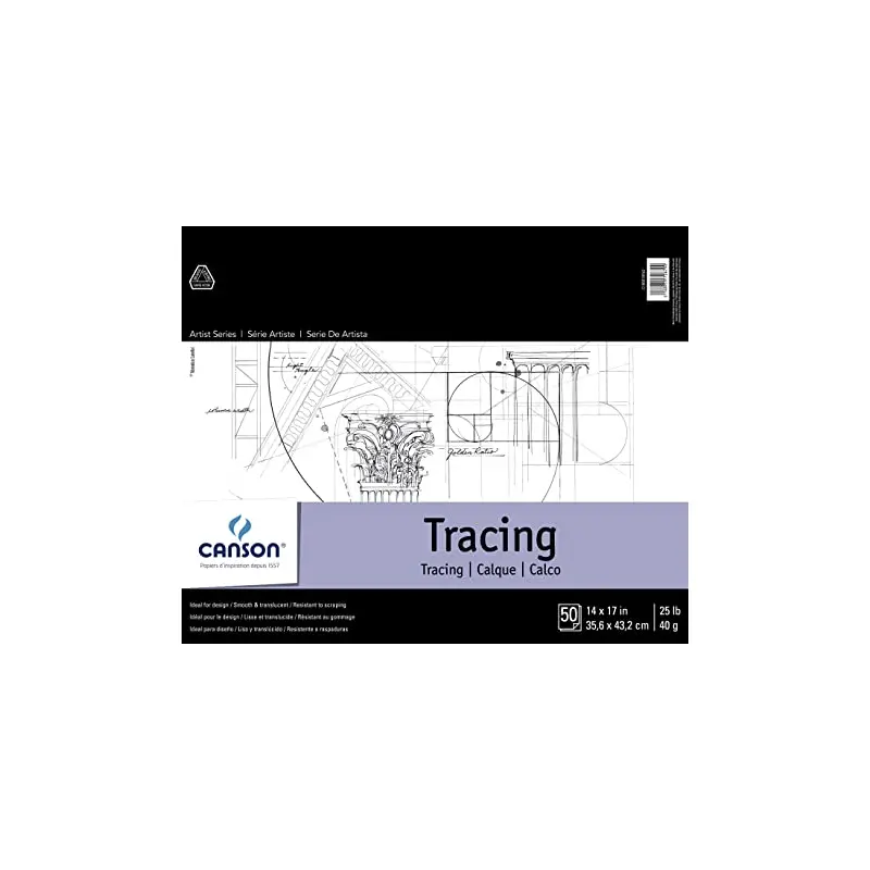 Canson Foundation Series Tracing Pad, 14 x 17, Fold-over Cover, 50 Sheets