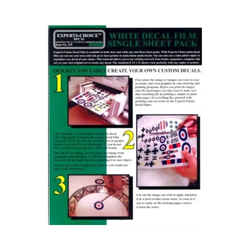 EXPERTS-CHOICE DECAL FILM SHEETS