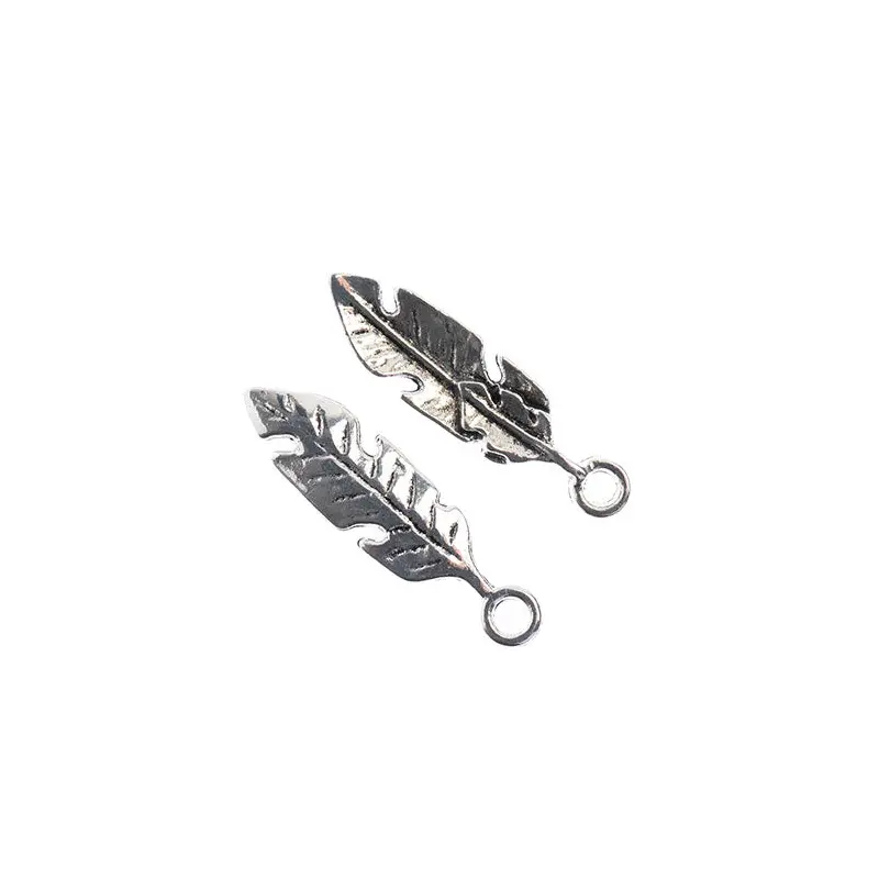 Pendant-Double Feather 27mm Antique Silver LF/NF