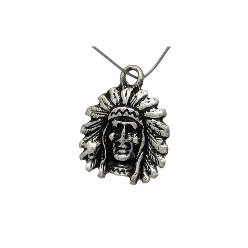 PENDANT- NATIVE HEAD ANTIQUE SILVER LF/NF