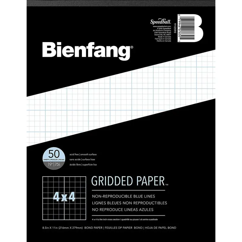 Bienfang Designer Gridded Paper Pad, 8.5" x 11" - 4x4 Grid