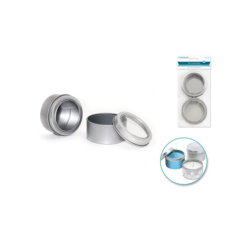 Craft/Bead Storage: 3cmx6cm Tin Canister x2 w/Window
