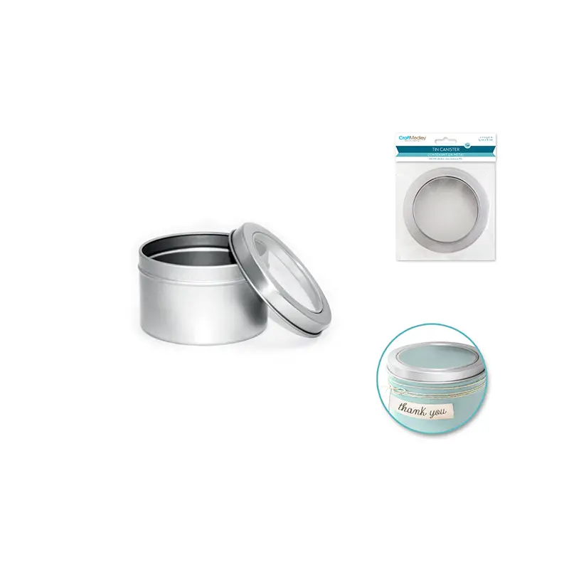 Craft/Bead Storage: 5cmx8cm Tin Canister w/Window