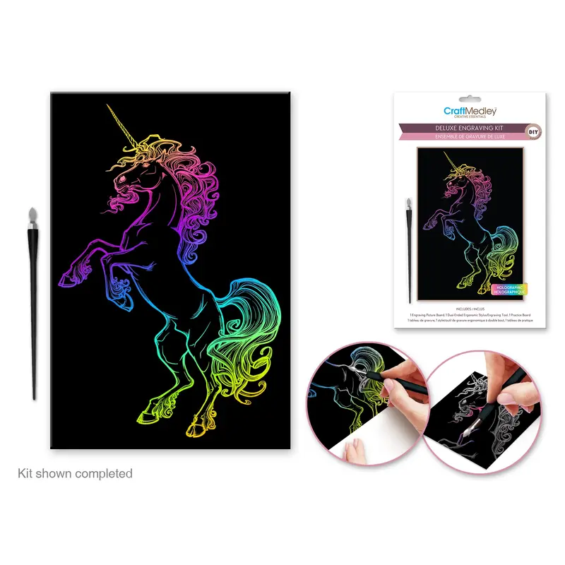 Craft Medley Kit: Deluxe Engraving Art DIY Kit Holographic~ Unicorn