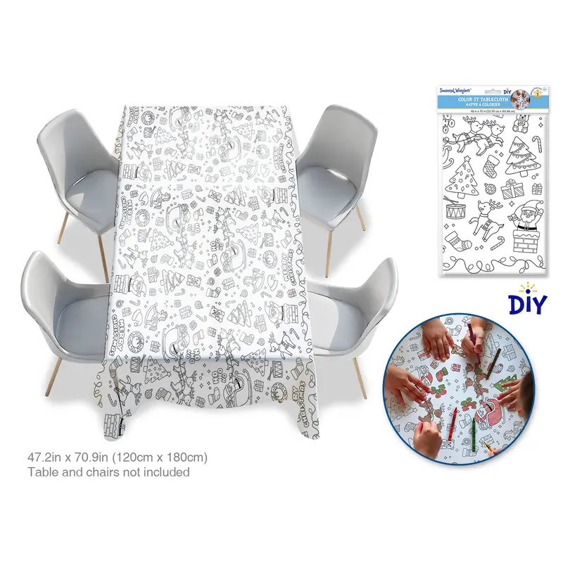 Holiday Trendz: 47.2"x70.9" (4'x6') DIY Color-It Tablecloth 50gsm