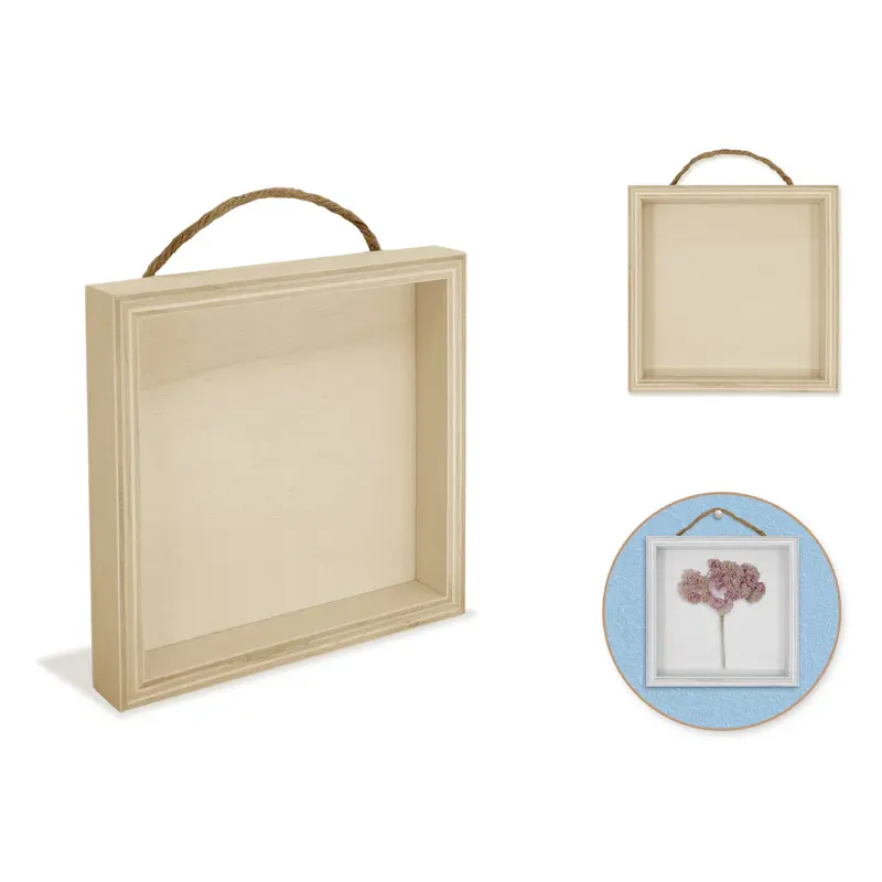 Wood Craft: 5" DIY Shadow Box w/Jute Hanger Square