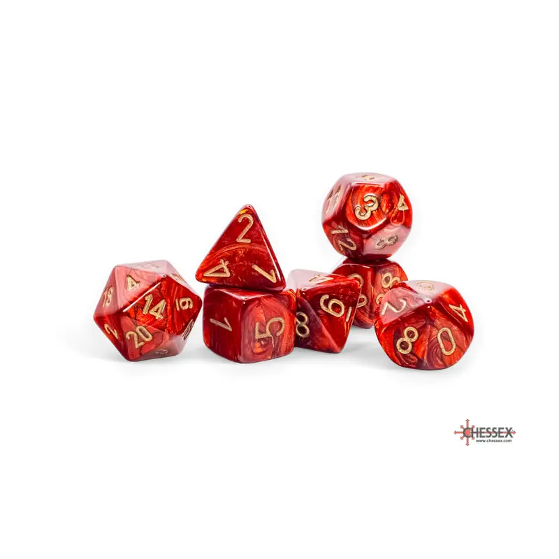 SCARAB 7-DIE SET MEGA-HEDRAL SCARLET/GOLD